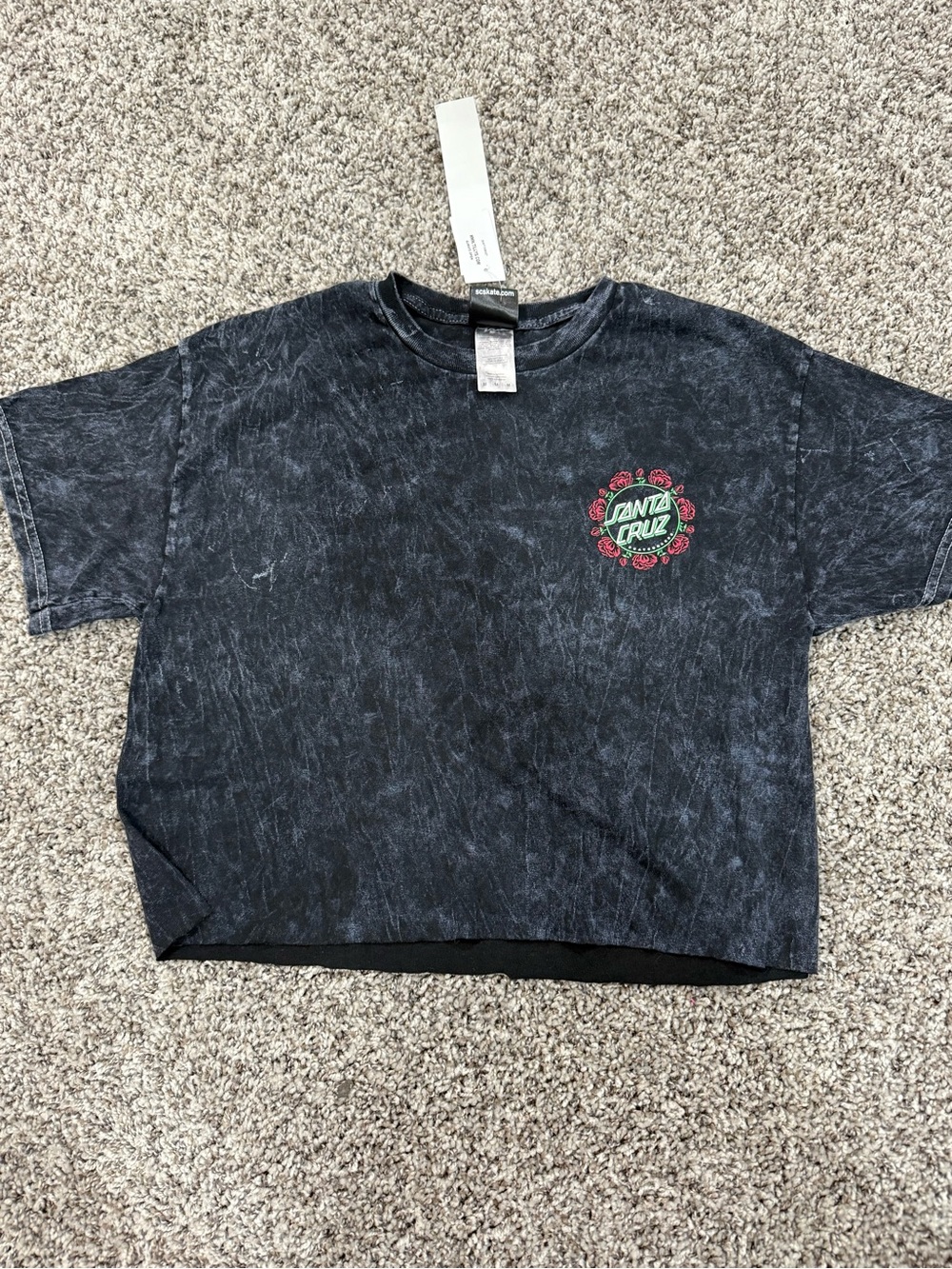 Santa Cruz Skateboards Kids' Black Acid-Wash Logo Tee